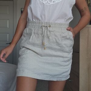 Cream Linen And Cotton Skort